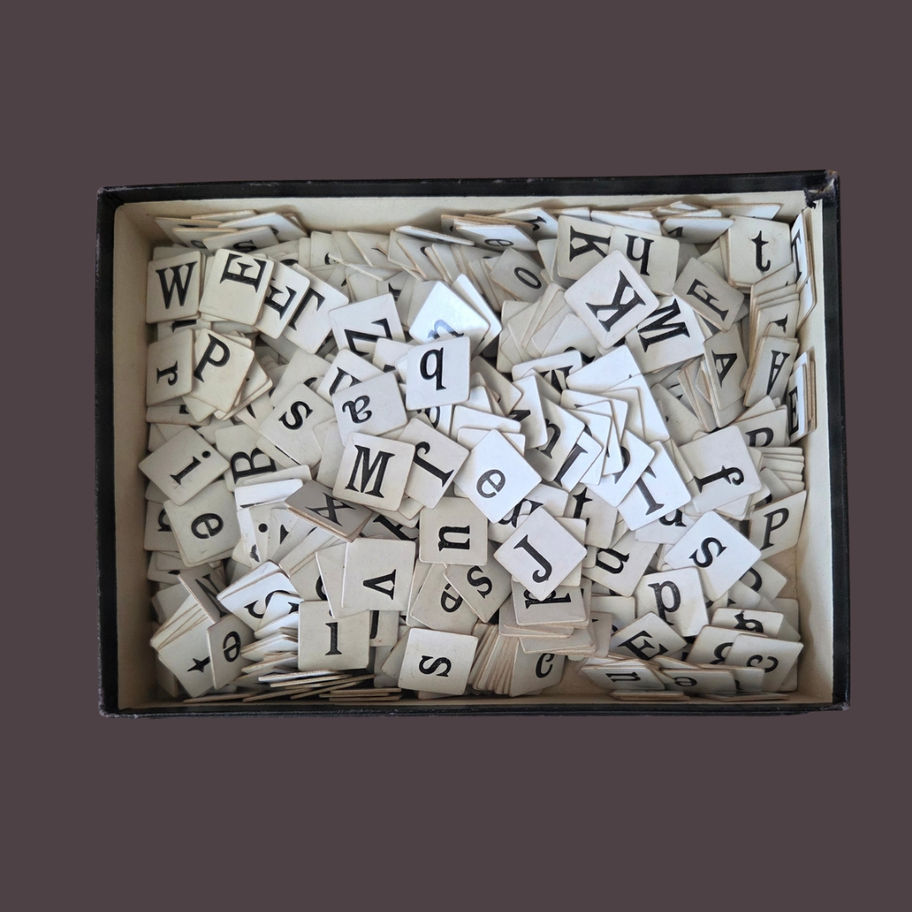 Vintage Chad Valley Word Making & Word Taking Game, Boxed Letter Tile Game
