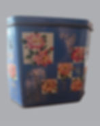 Vintage 1950s Blue Floral Confectionery Tin with Hinged Lid