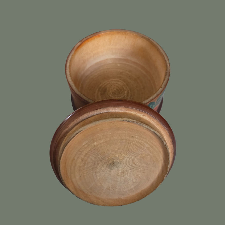 Vintage Hand-Painted Folk Art Treen Pot