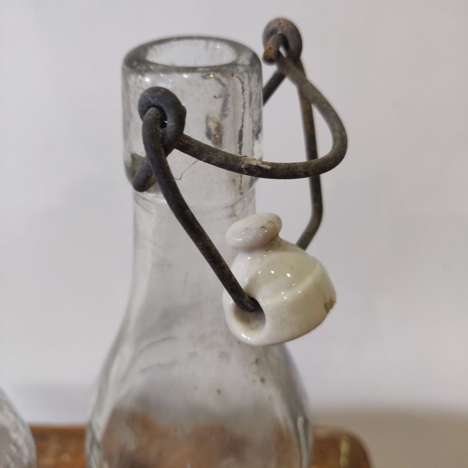 Vintage early 20th century Corona soft drinks bottle with original porcelain top