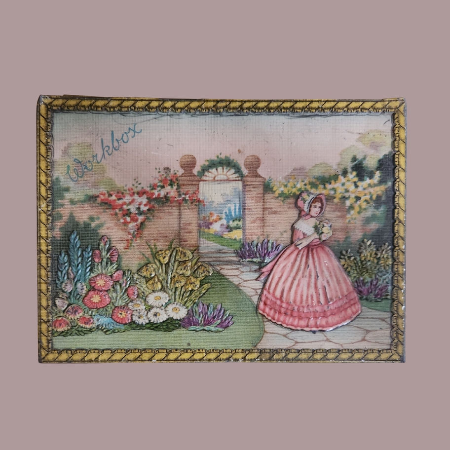 Vintage 1940s Geo. Bassett & Co. “Workbox” Tin Sheffield Confectionery