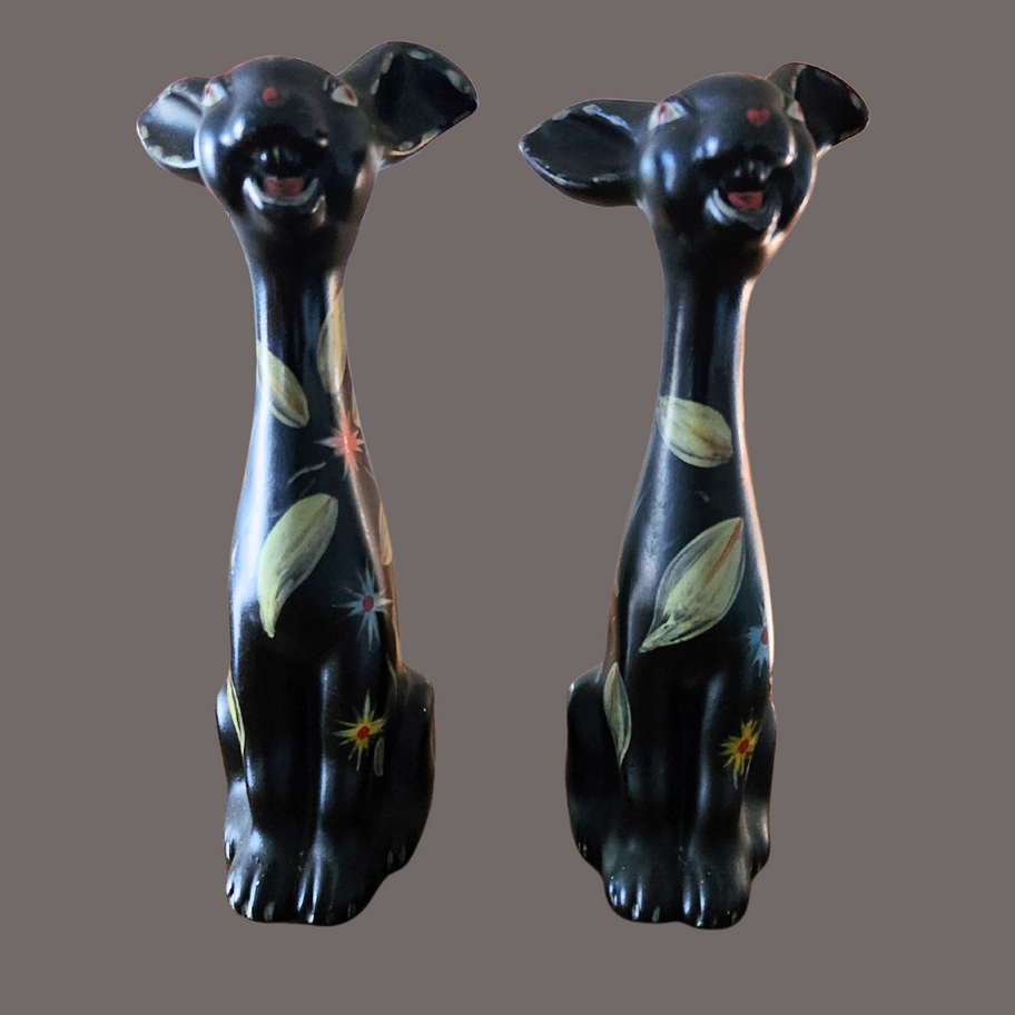 Vintage Hand-Painted Ceramic Rabbit Figurines Mid-Century Modern Style