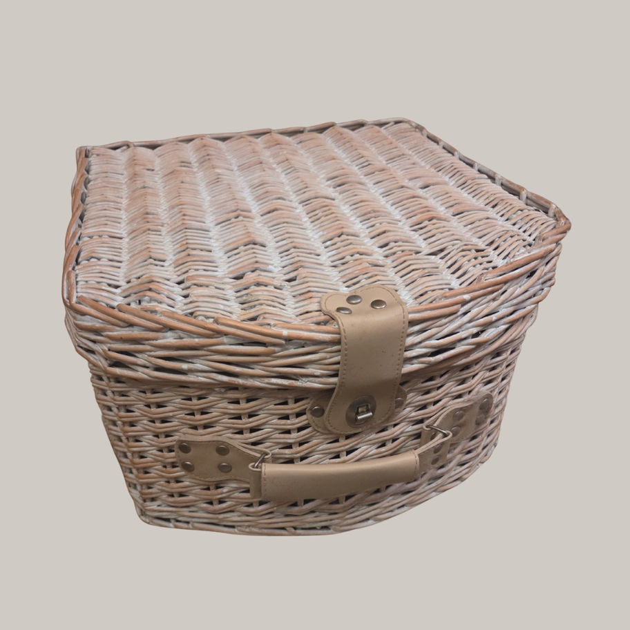 Vintage Wicker Picnic Hamper for Two – Complete Fitted Basket with Plates etc