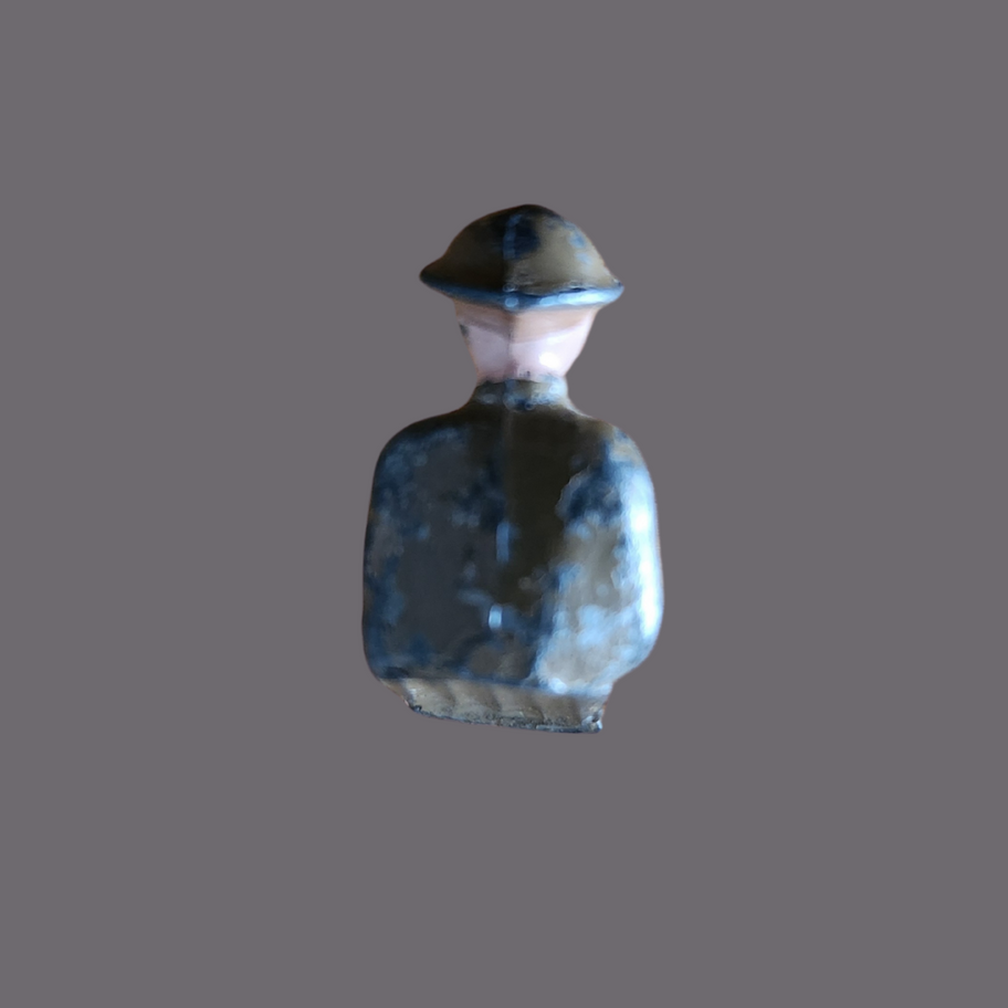 Vintage Seated Lead Figure Circa 1930s–1950s Painted Diecast Civilian or Soldier