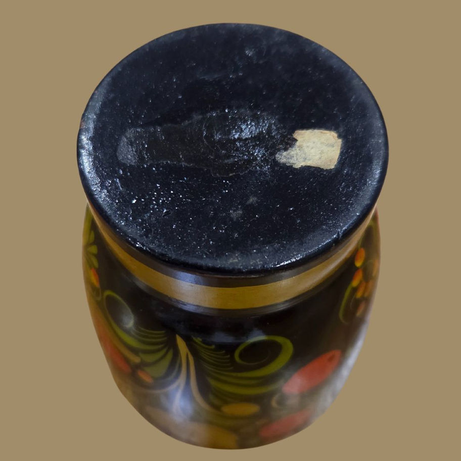 Vintage Russian Khokhloma Hand-Painted Wooden Cup (c.1960s–1980s)