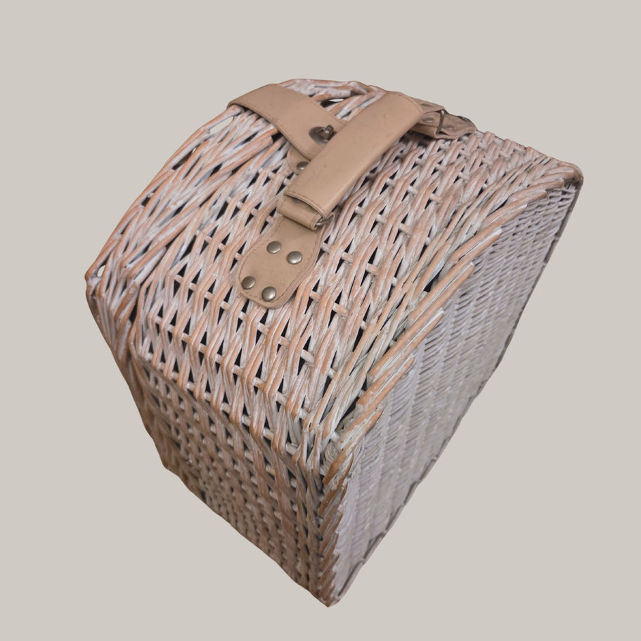 Vintage Wicker Picnic Hamper for Two – Complete Fitted Basket with Plates etc