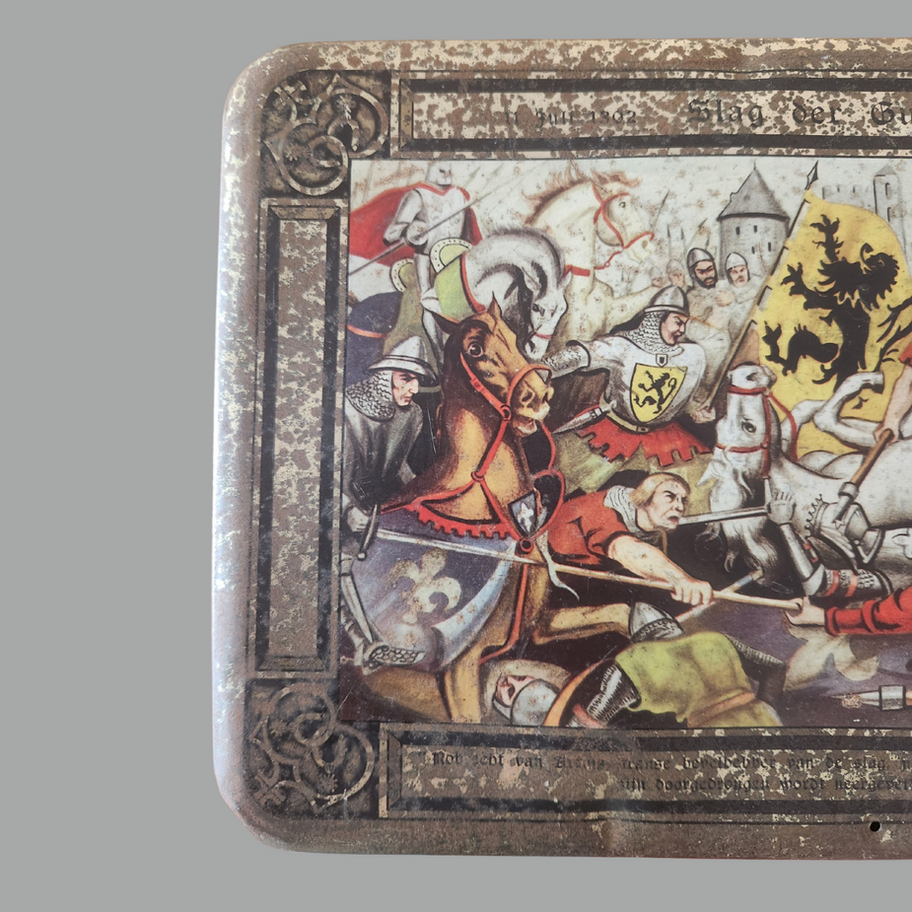 Vintage Belgian Tin De Slag der Gulden Sporen Battle of the Golden Spurs (1302)