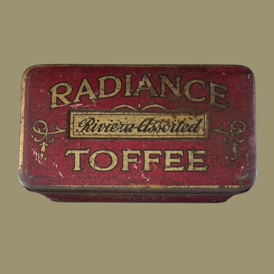 Vintage Radiance Riviera Assorted Toffee Tin Advertising Box Doncaster England