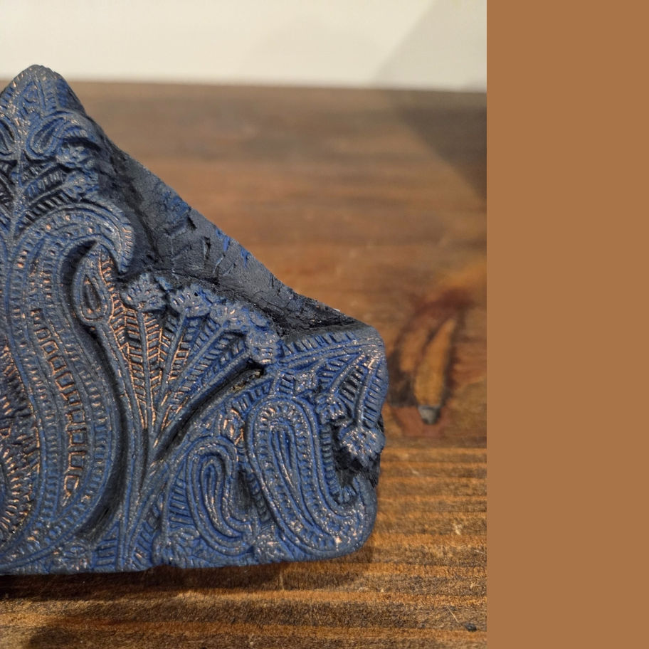 Antique Indian Wooden Textile Printing Block – Paisley Motif, c.1880–1920