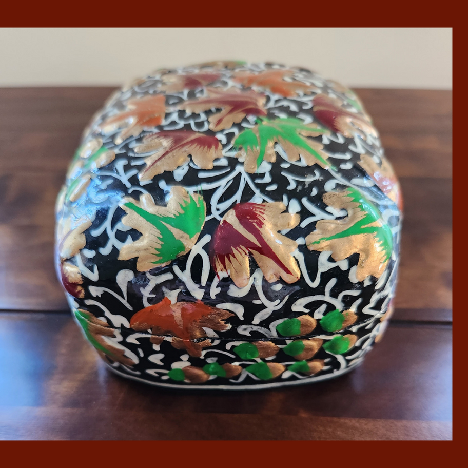 Decorative 1970s style paper mache lidded trinket box