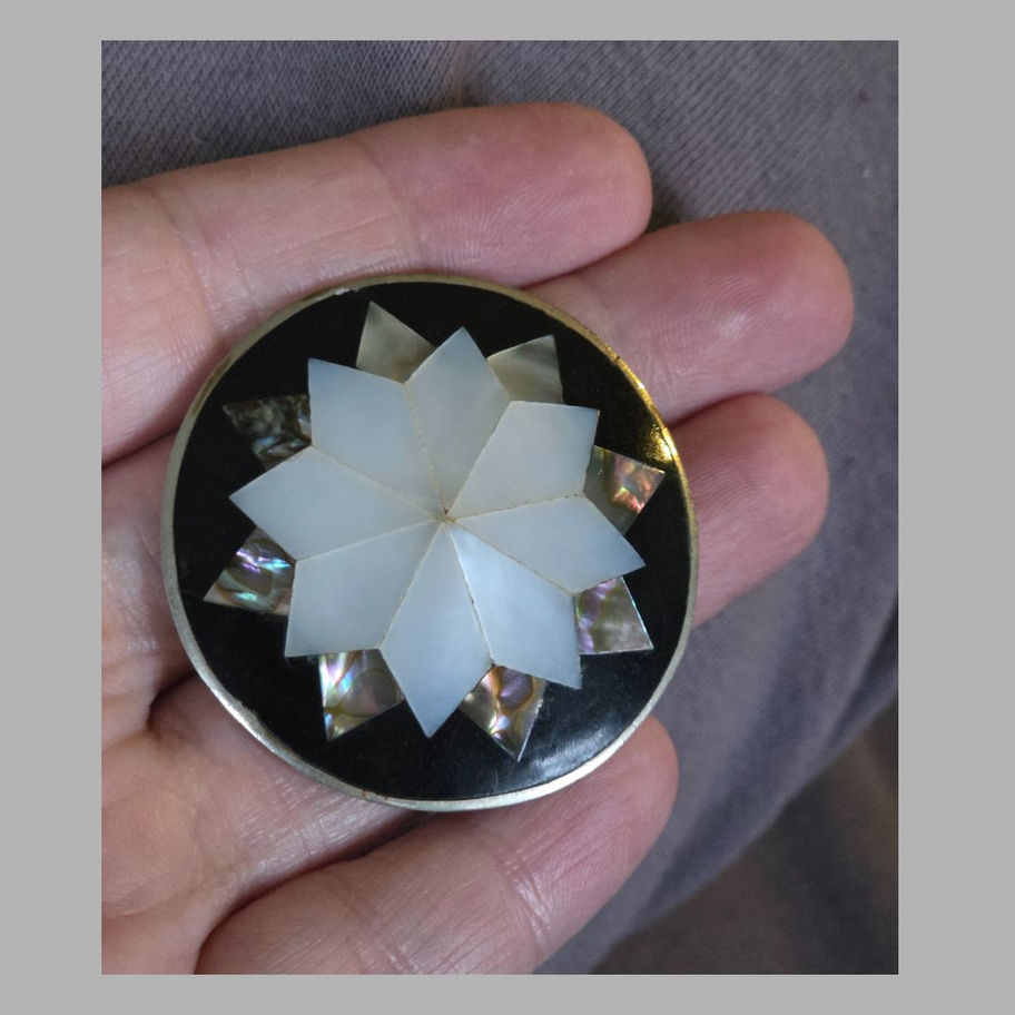 Vintage Mother of Pearl & Abalone Starburst Brooch / Pendant (Convertible)