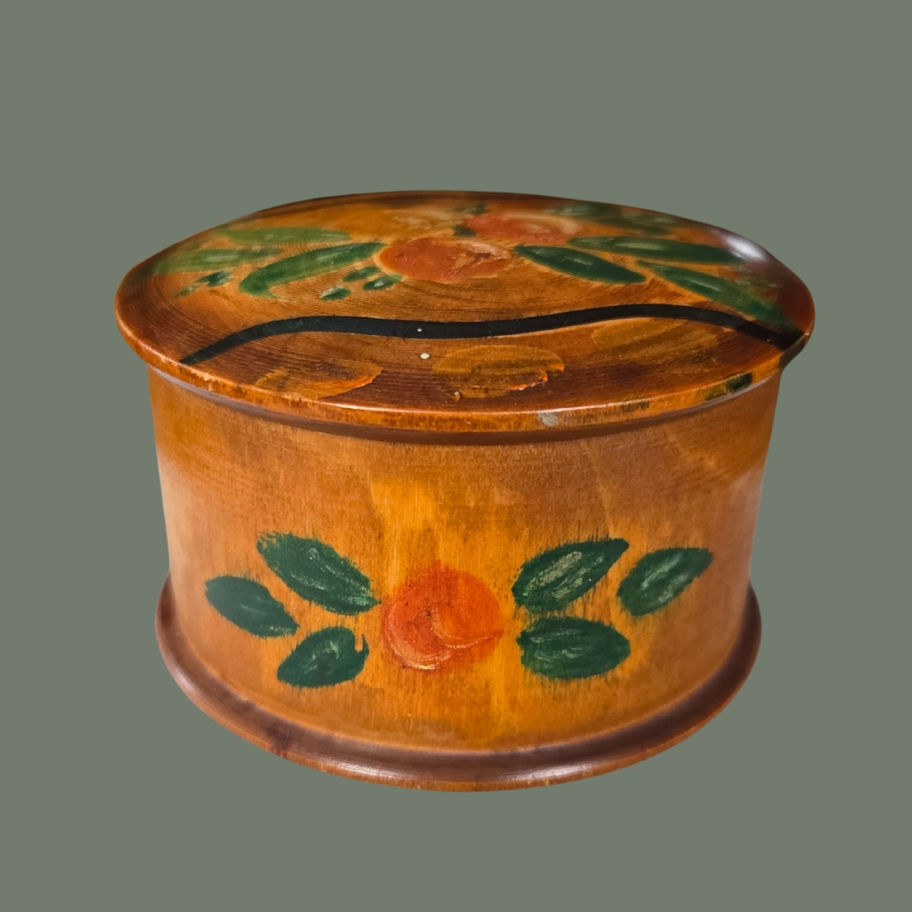 Vintage Hand-Painted Folk Art Treen Pot