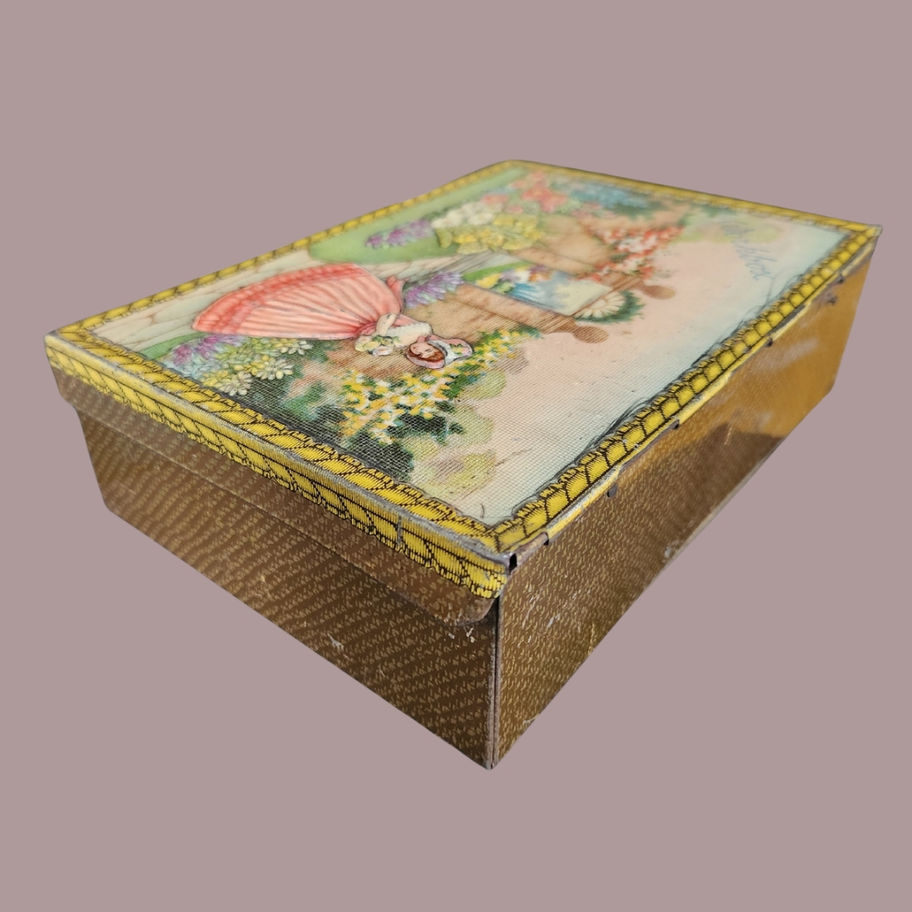 Vintage 1940s Geo. Bassett & Co. “Workbox” Tin Sheffield Confectionery