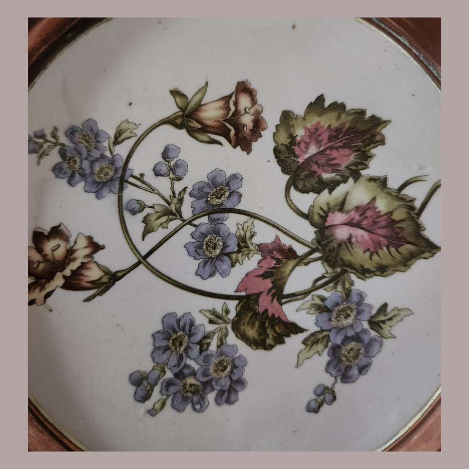 Antique Copper Lustre Floral Plate c. 1910–1920 English or German Earthenware
