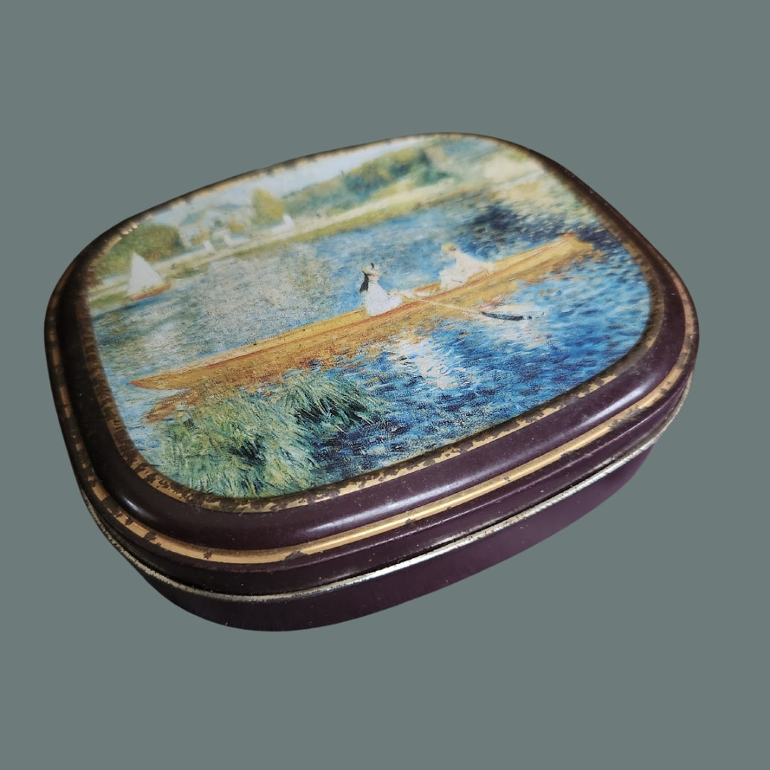 Vintage Bentley’s Art Collection Fruit Bonbon Tin Renoir Boating on the Seine