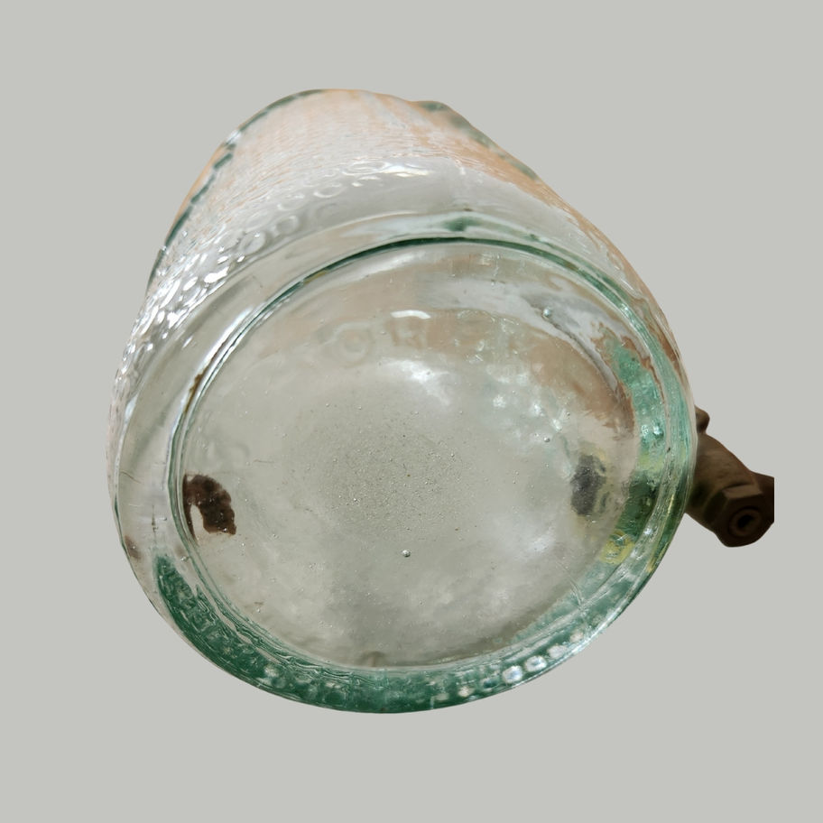 Vintage AM Embossed Glass Wine Dispenser with Brass Tap c.1960s–1980s