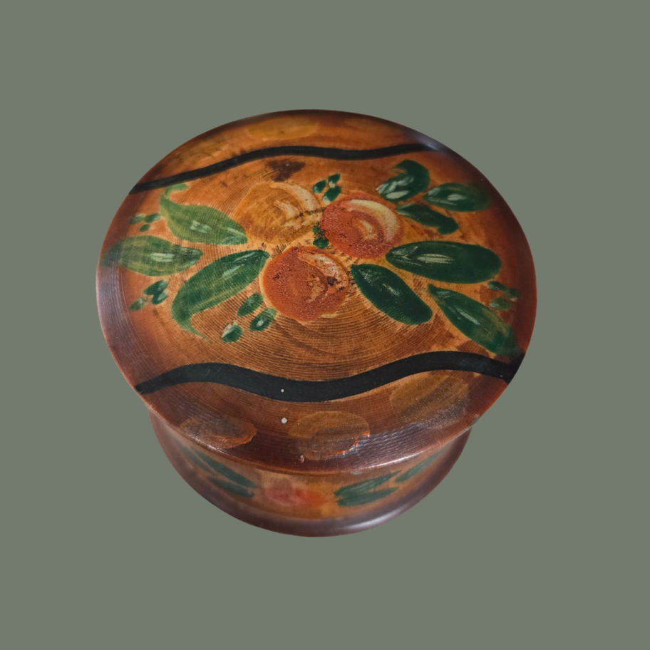 Vintage Hand-Painted Folk Art Treen Pot