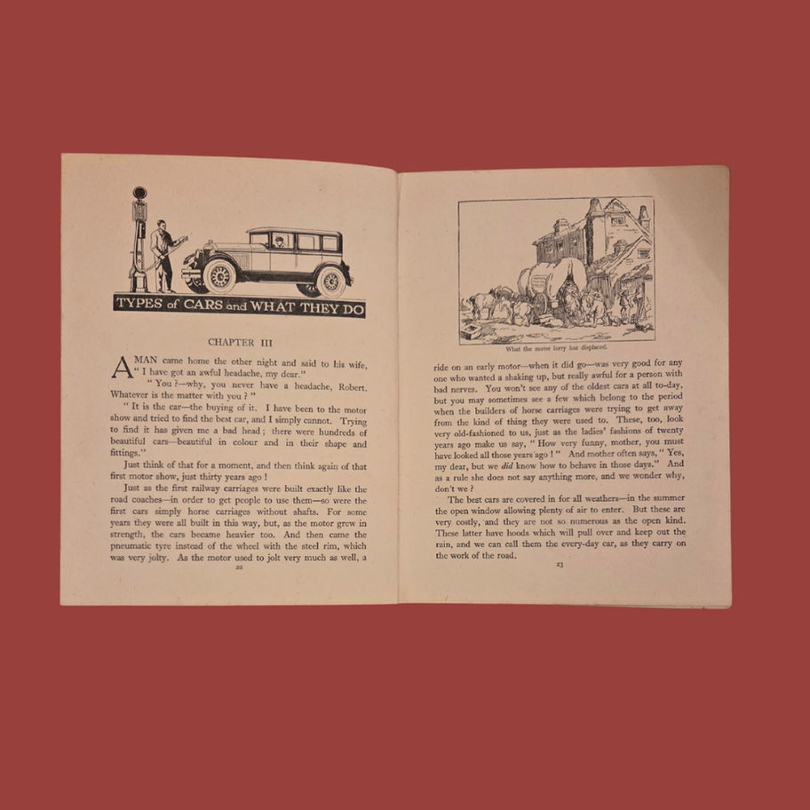 Antique 1920s Children’s Book – Motoring by Land, Sea and Air Illustrated