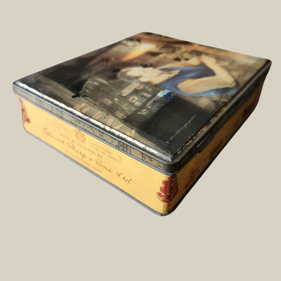 Vintage 1950s Edward Sharp & Sons Toffee Tin Blacksmith Artwork