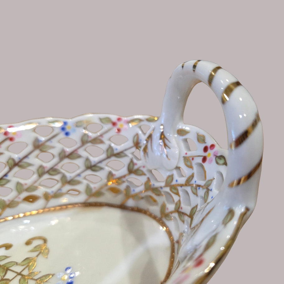 Vintage Royal Ashmore Reticulated Porcelain Basket Dish