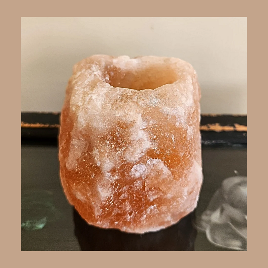 Himalayan rock salt crystal candle holder
