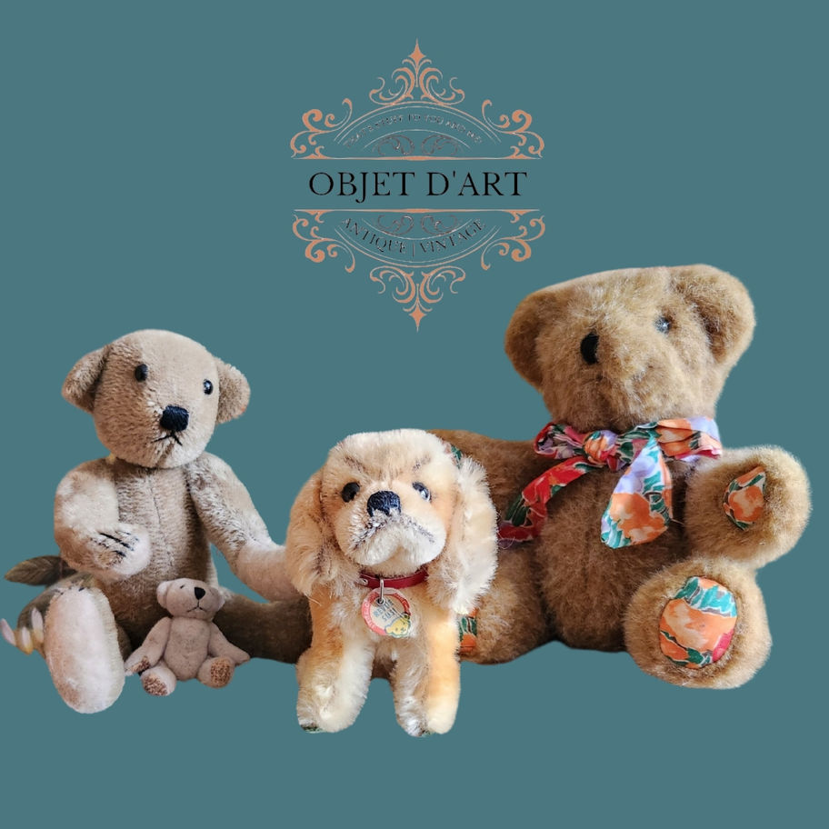 Vintage Liberty Teddy Bear with Floral Fabric Paws and Bow