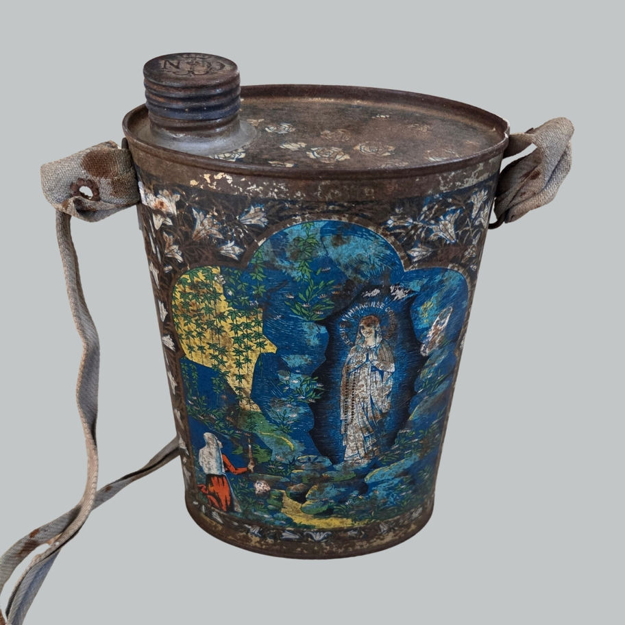 Vintage French Lourdes Pilgrimage Holy Water Canteen