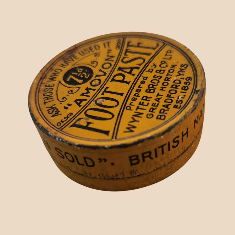 Vintage Amovon Foot Paste Tin Wynter Bros & Co Ltd Bradford  Early to Mid C20th