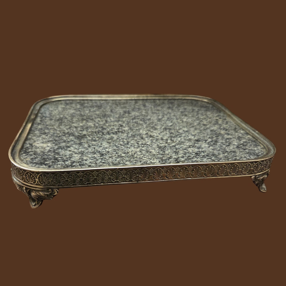 Victorian Granite & Silver-Plate Display Stand (c.1880–1900)