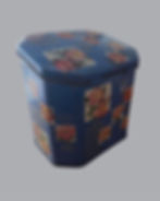 Vintage 1950s Blue Floral Confectionery Tin with Hinged Lid