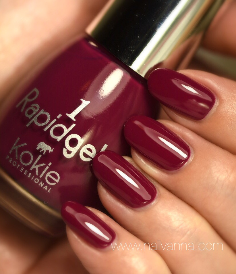 Nailvanna,nail polish reviews,lacquer,kokie,dahlia,burgundy,Rapidgel