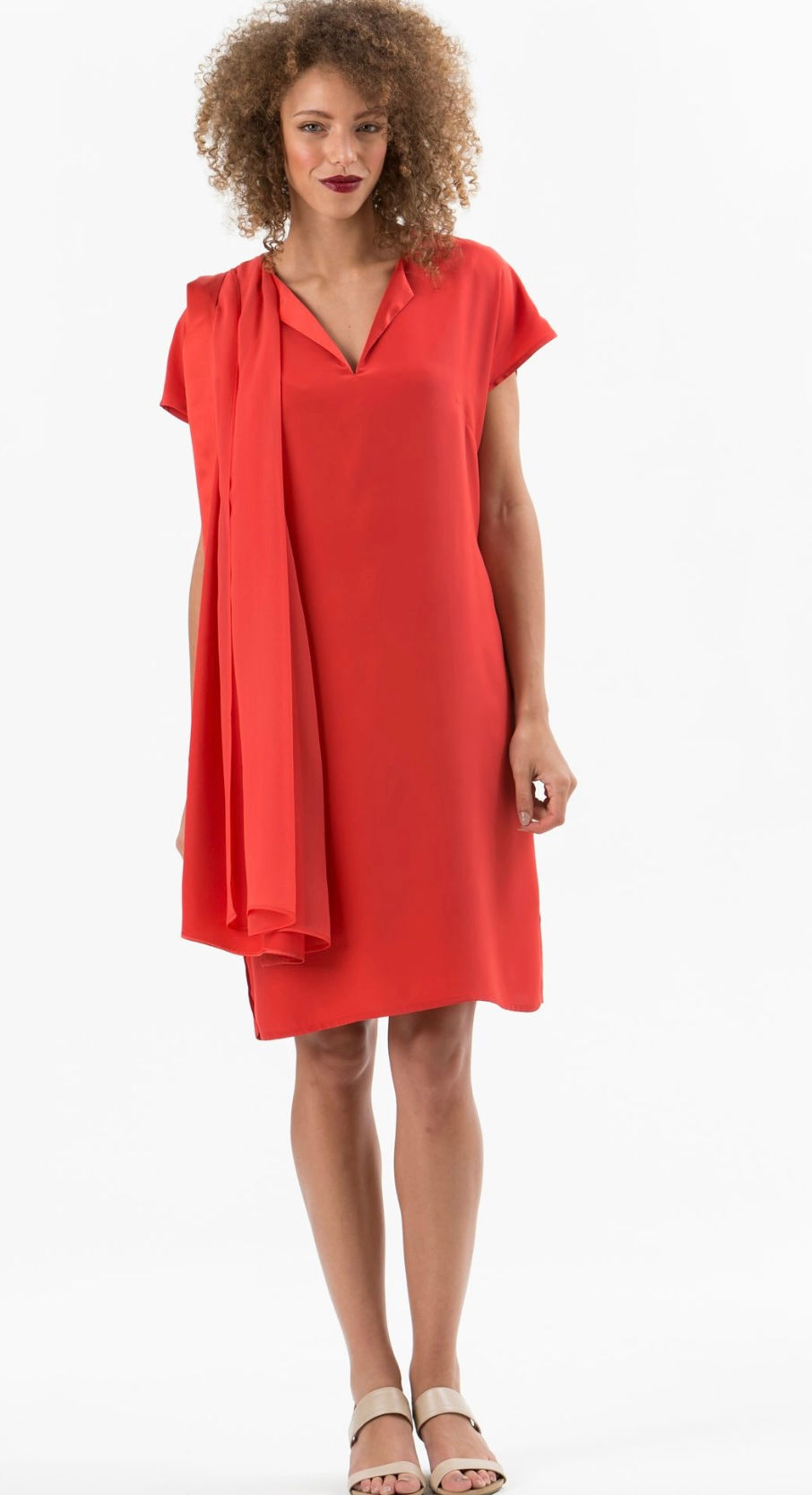 Pure silk tunic dress with matching shawl