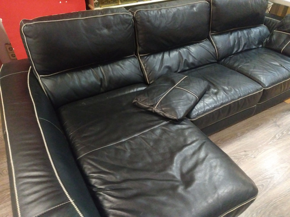 Miniatura: Sofà Chaise Longue de Pell Sintètica Negra