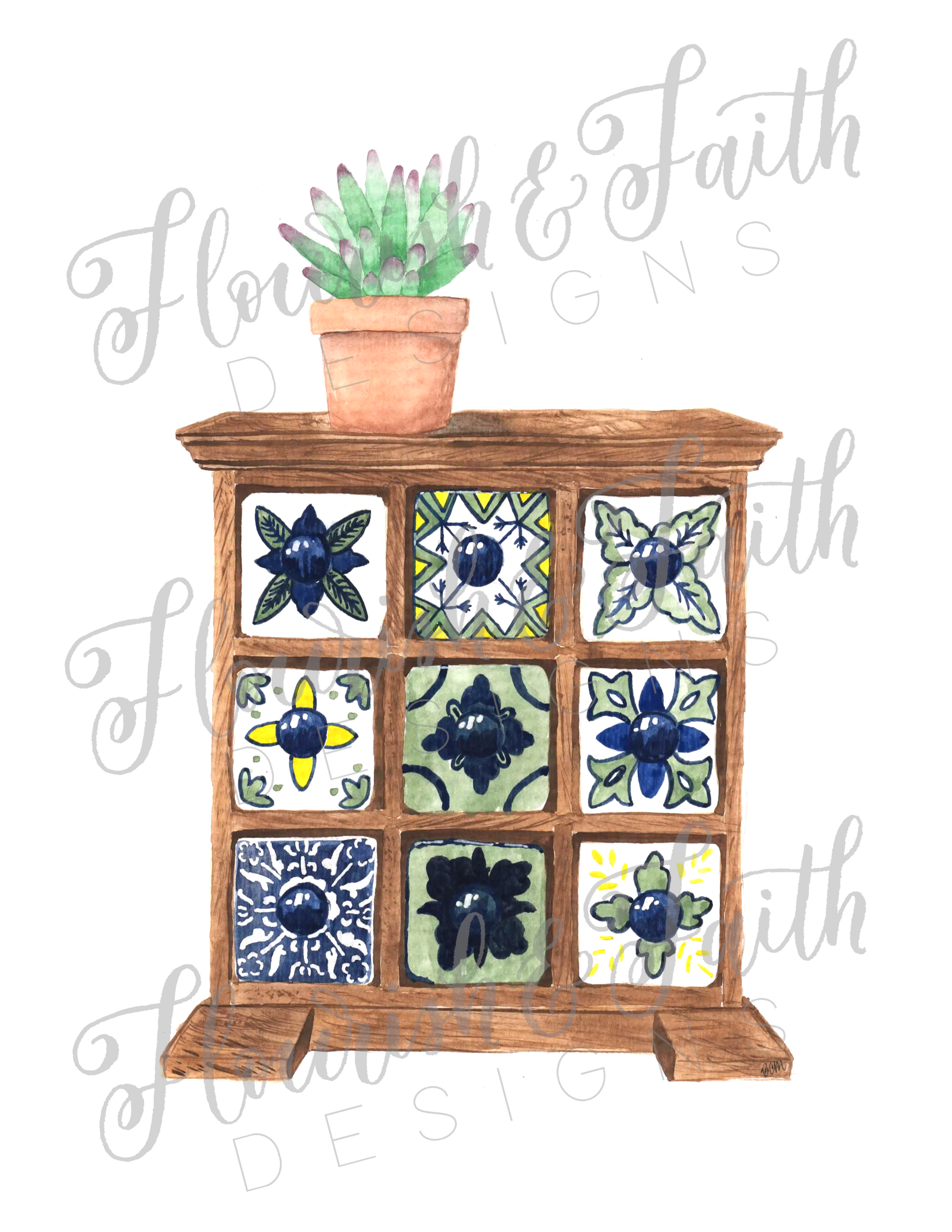 Mexican Tile Jewelry Box Printable Art
