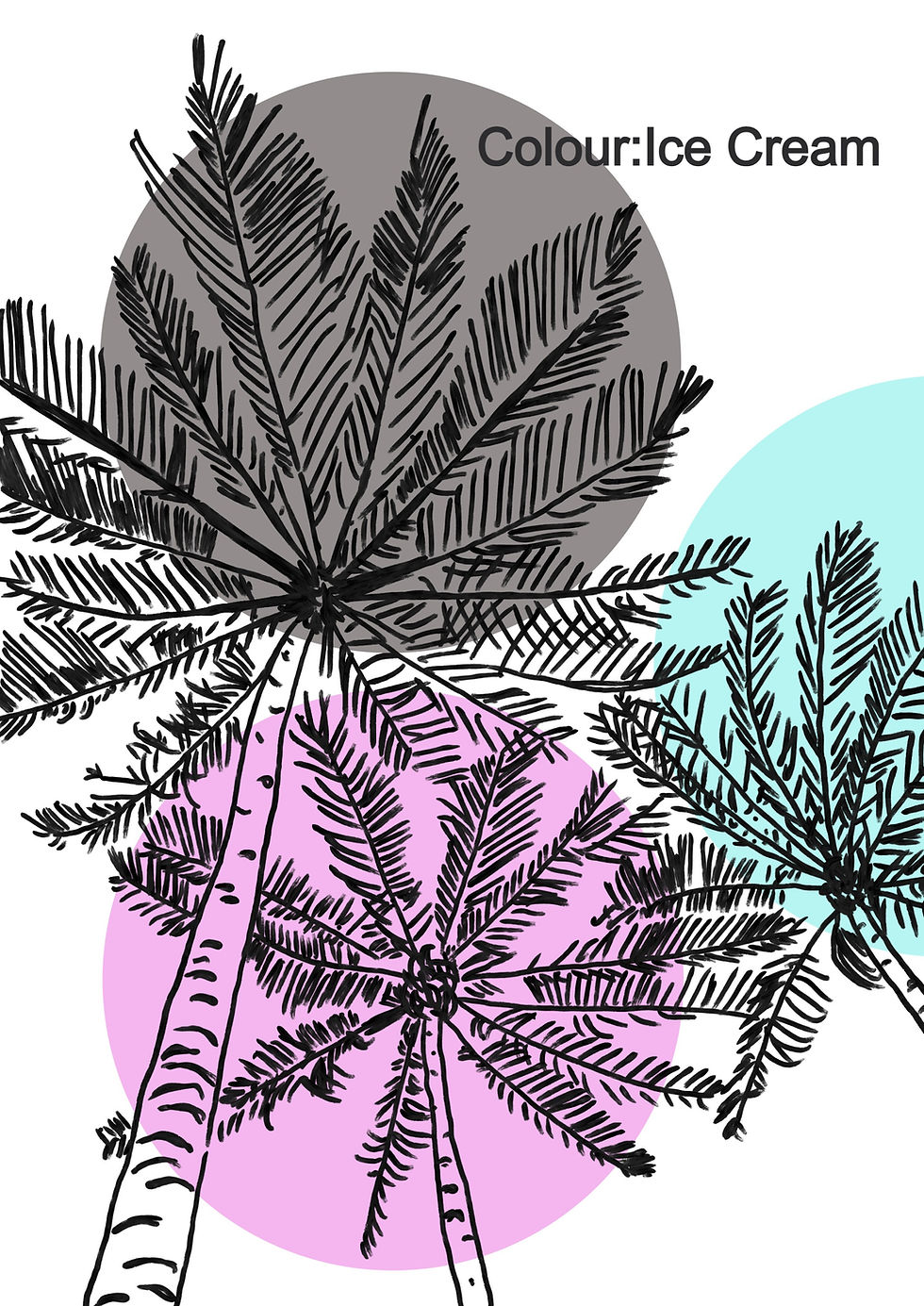 Thumbnail: Palm tree artwork with colourful back ground for home decor prints. Soft pastel  colours