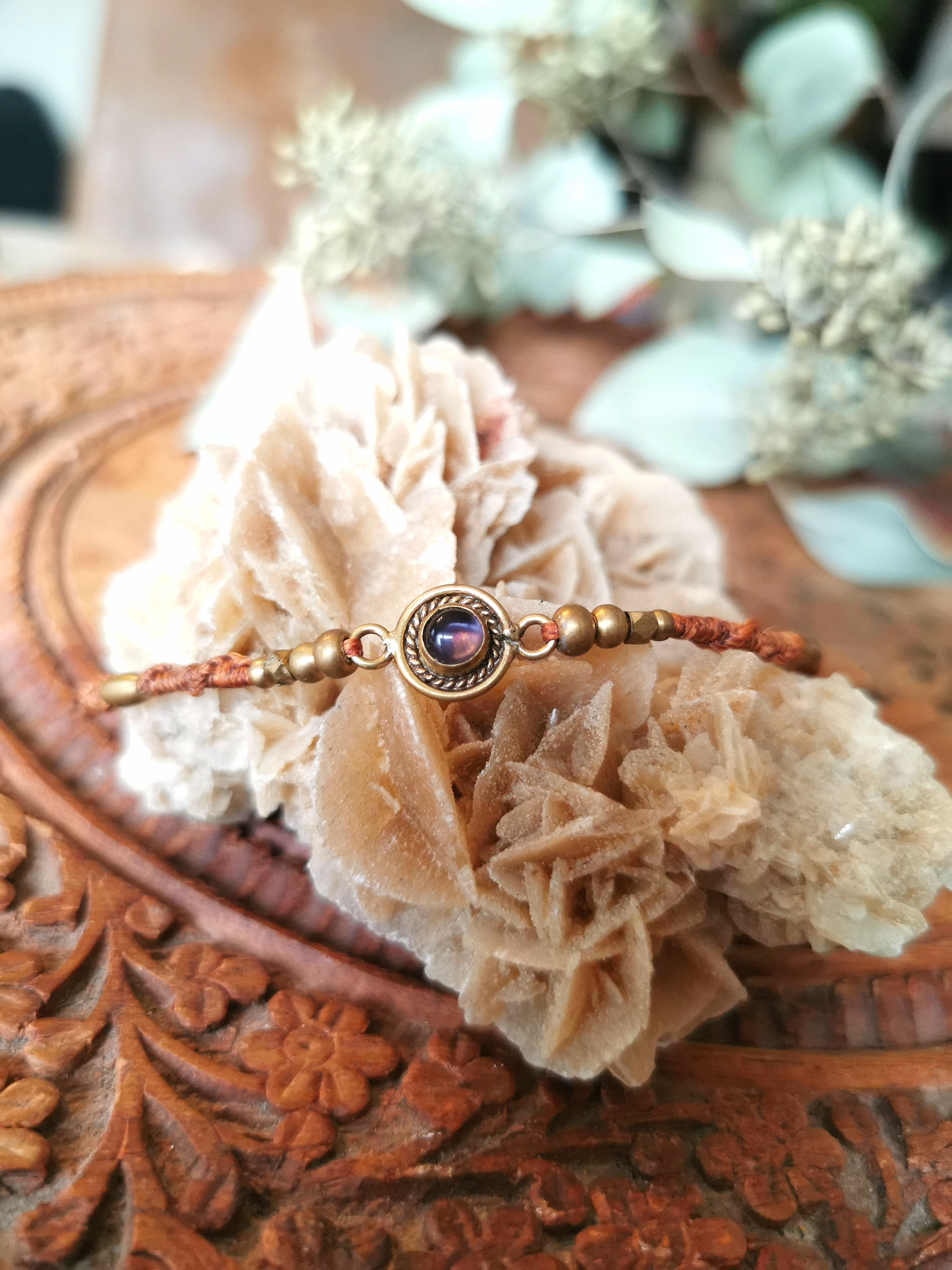 Bracelet fin orange d'automne- améthyste