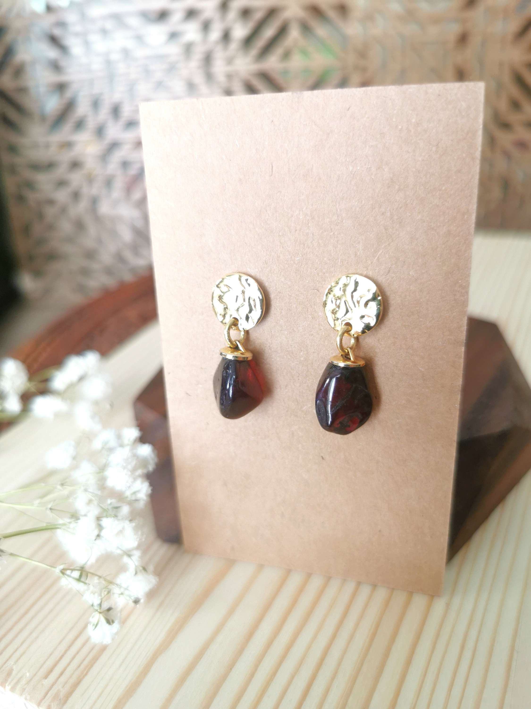 Boucles d'oreilles grenat