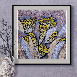 Grey abstract tropical flora painting