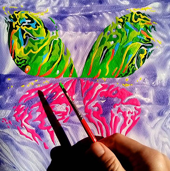 The process of creating a butterfly painting