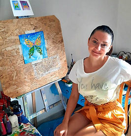 Mariia Raskin at work in her studio