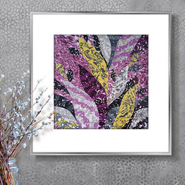 Violet abstract leaves painting