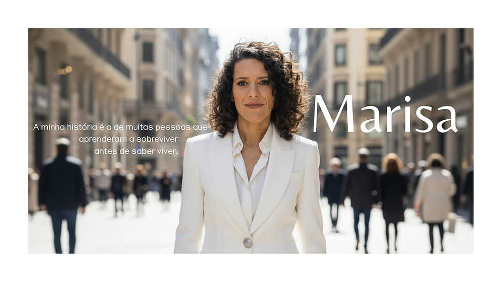 Marisa Revez Mendes a apresentar-se no espaço urbano, destacando sua missão de inspirar coragem, transformação e liderança pessoal.