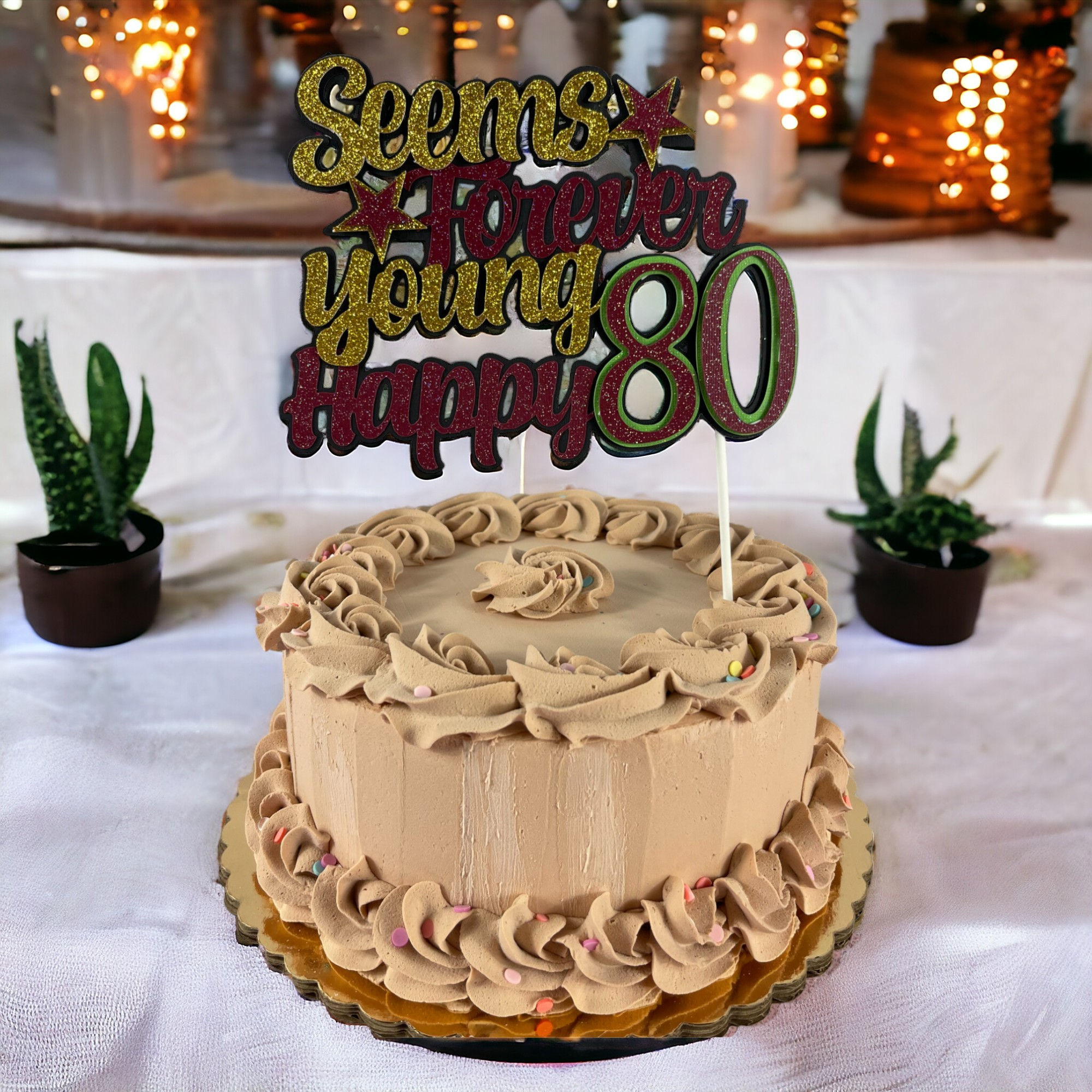 Celebrate 80 amazing years with a beautiful birthday cake topper, adding charm and elegance to any party