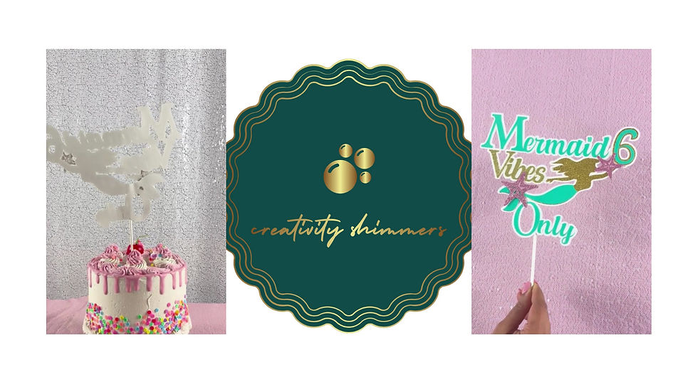 Mermaid themed multicolor cardstock paper cake topper perfect for any age