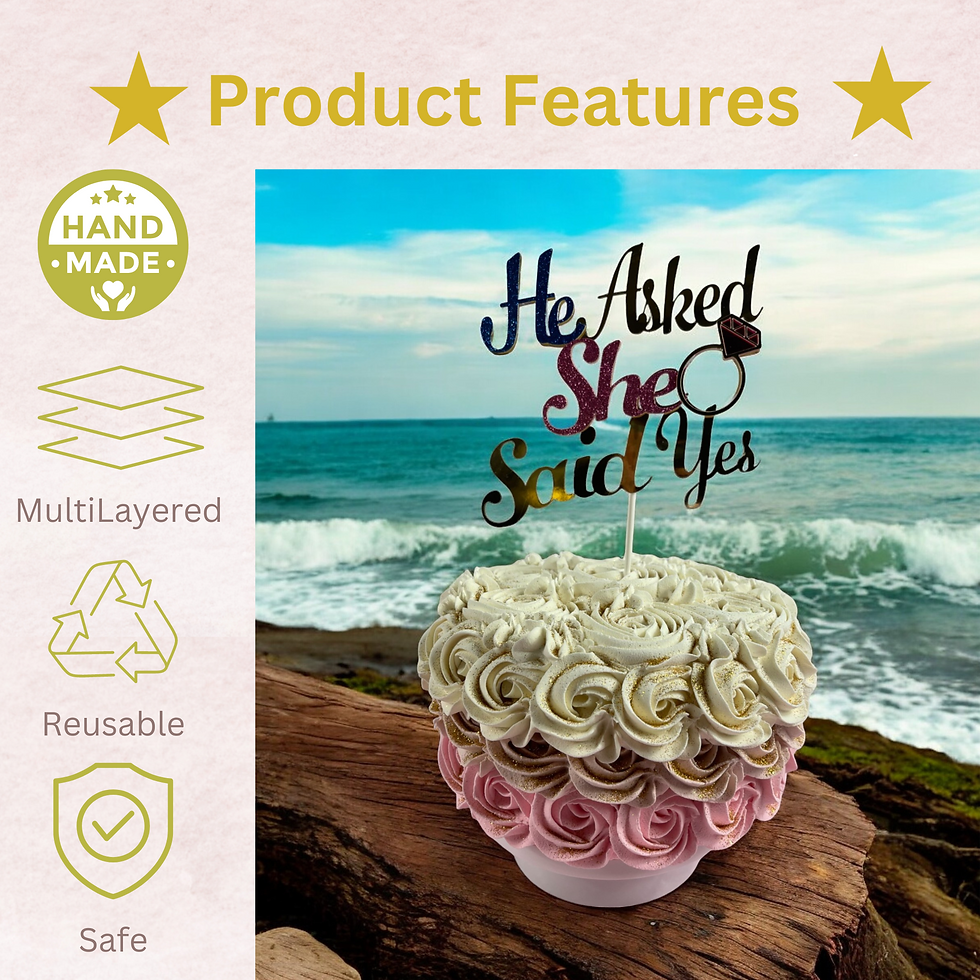 Thumbnail: Wedding and Engagement Cake Topper with 'He Asked, She Said Yes' text and a ring design, perfect for celebrations.