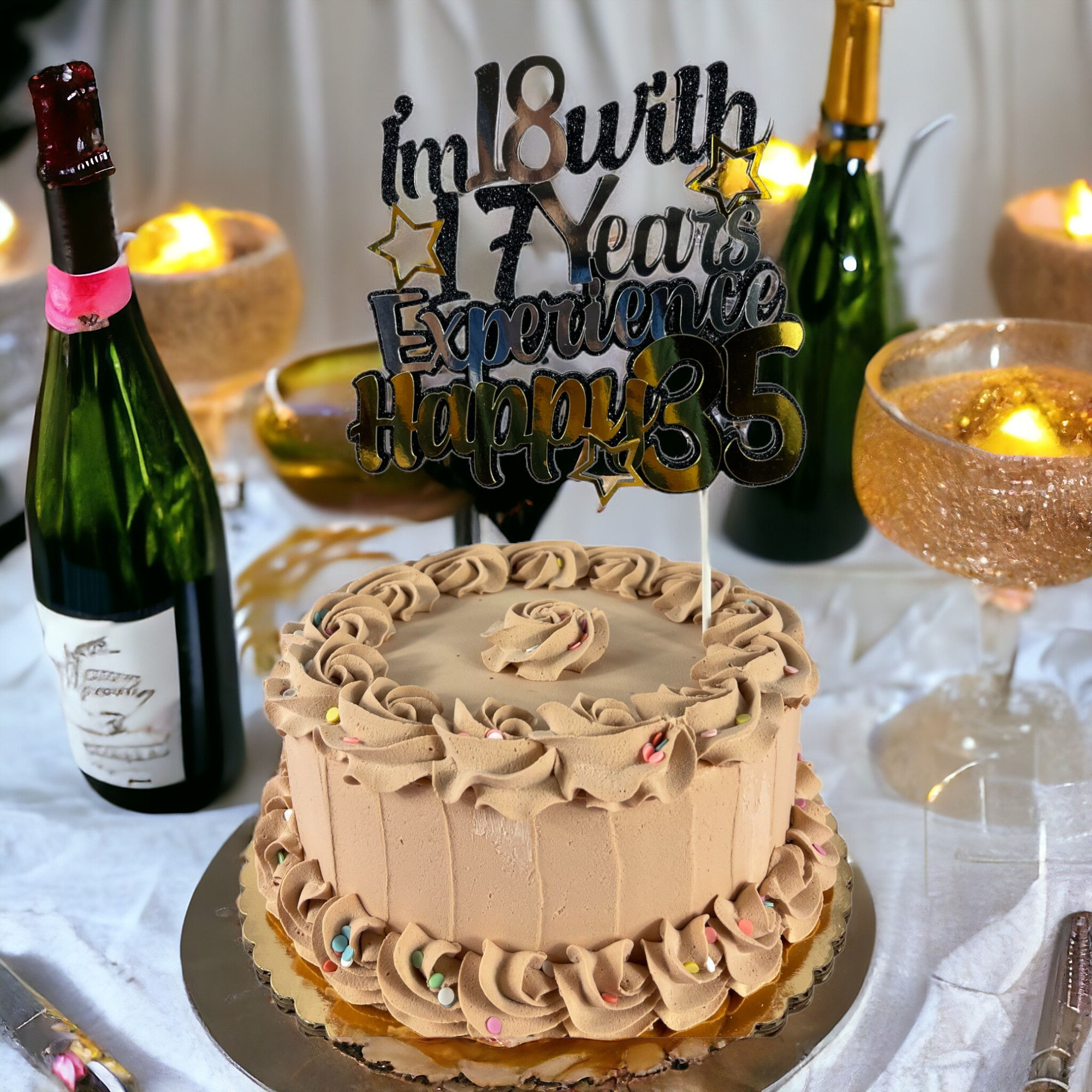 "Elegant 35th birthday cake topper, versatile design perfect for celebrating men’s or women’s milestones with style."