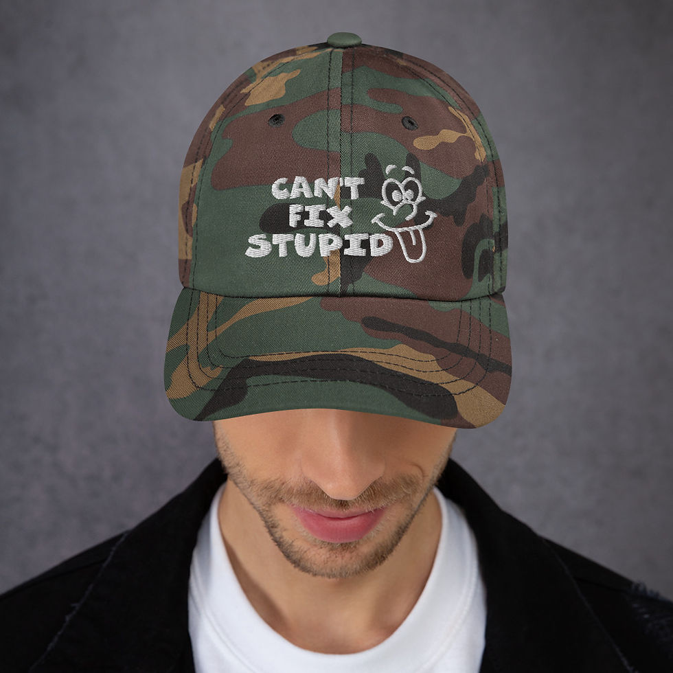 Miniaturbild: Dad hat - Can't Fix Stupid (White Lettering) - Baseball Hat - Funny Hat