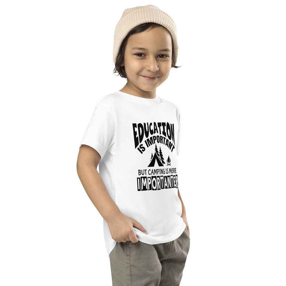 Hình thu nhỏ: Toddler Short Sleeve Tee - Education Is Important But Camping Is Importanter