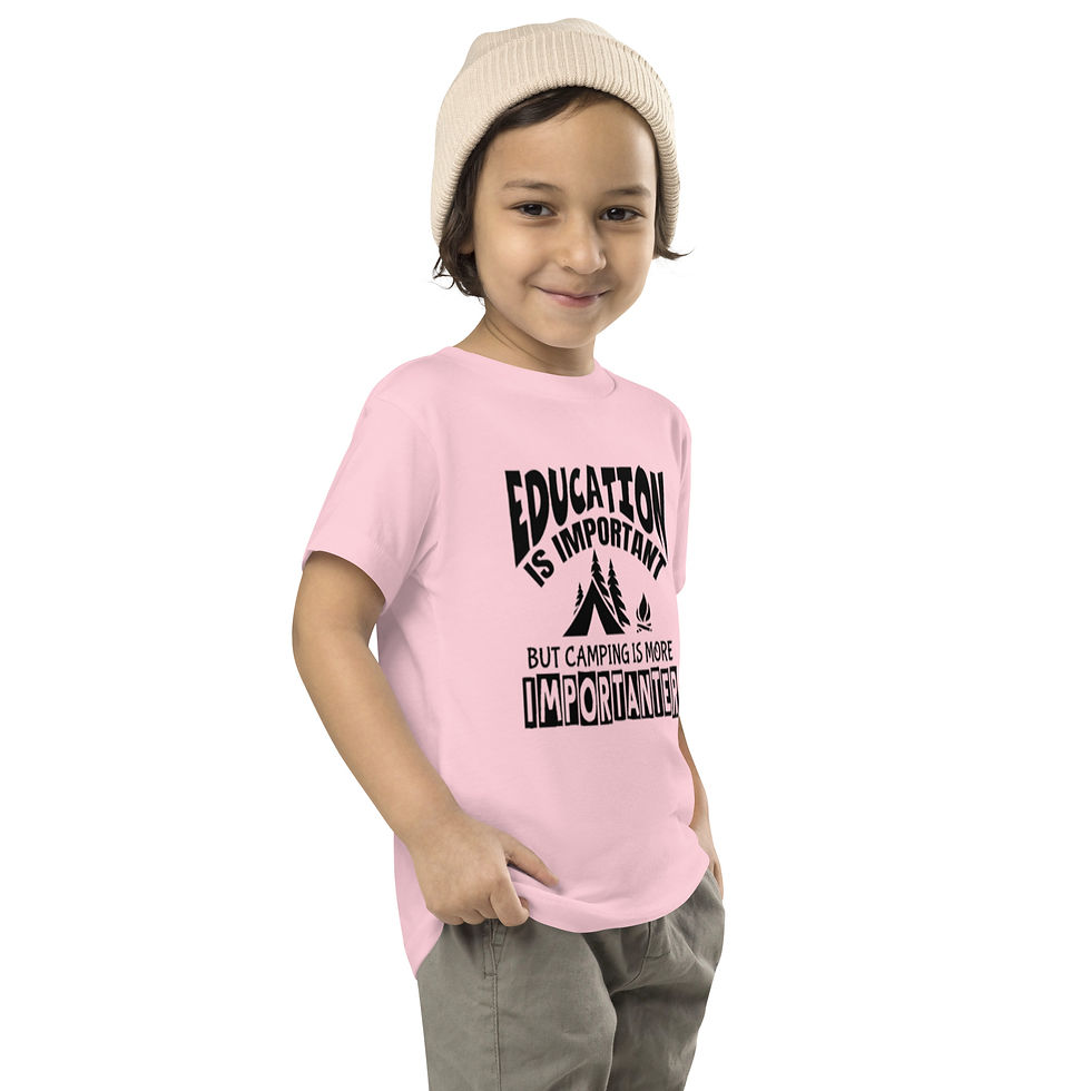 Hình thu nhỏ: Toddler Short Sleeve Tee - Education Is Important But Camping Is Importanter