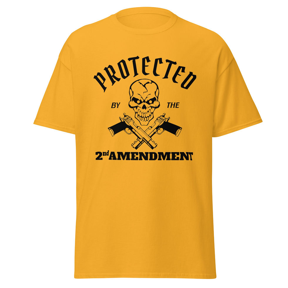 Miniatura: Men's classic tee - Protected By The 2nd Amendment W/Skull & Cross Pistols